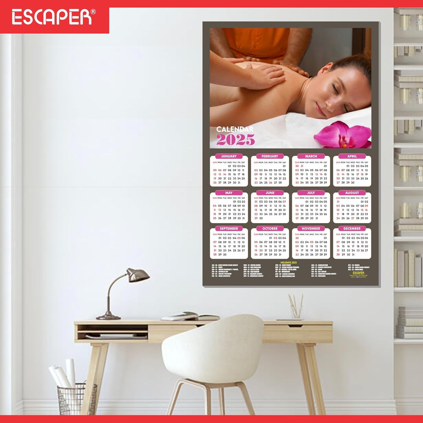 Body Spa Wall Calendar 2025