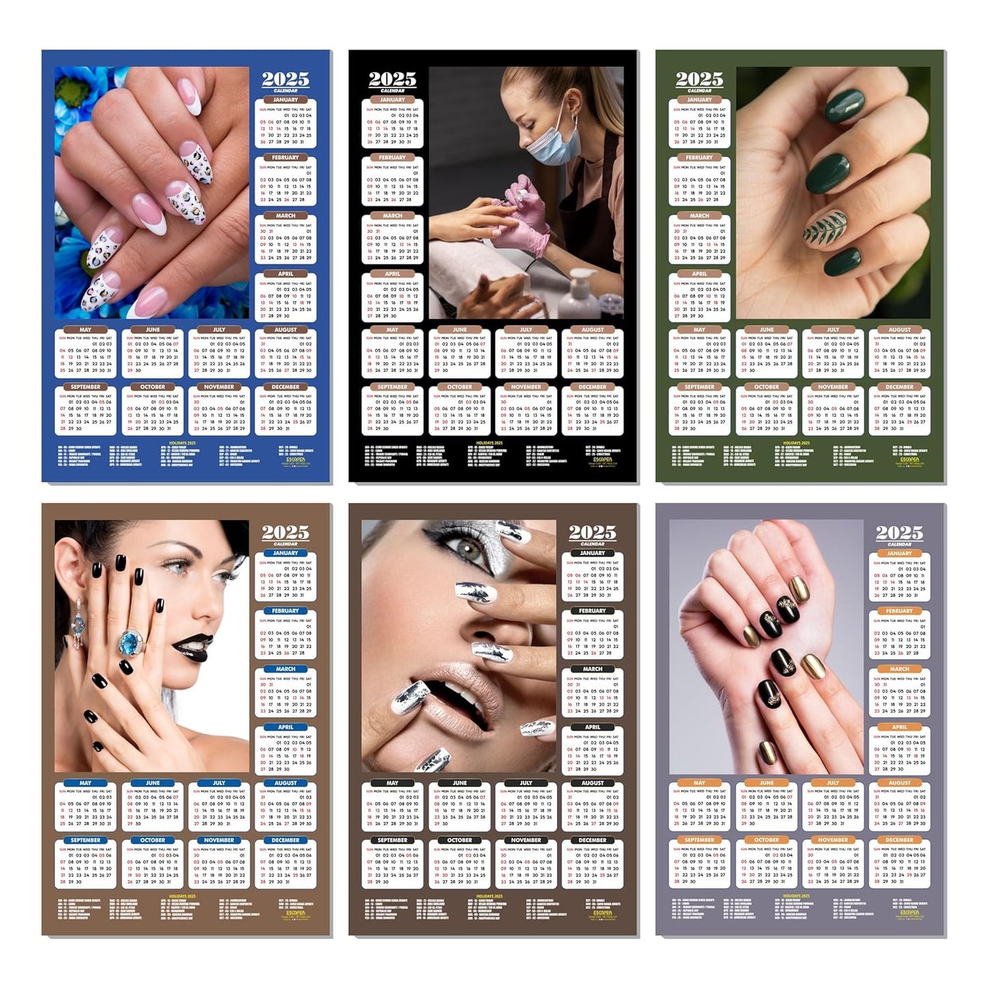 Nail Art Wall Calendar 2025