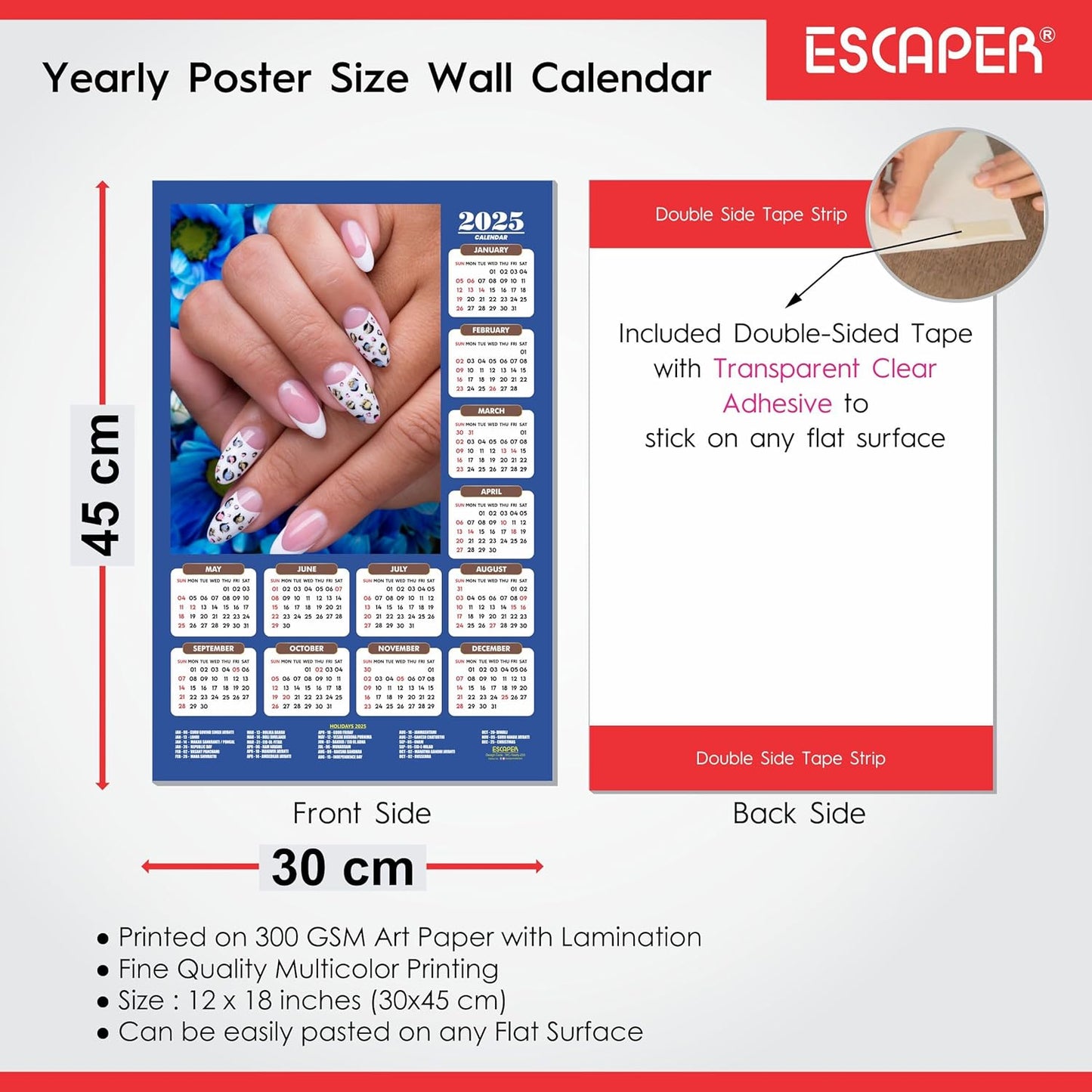 Nail Art Wall Calendar 2025