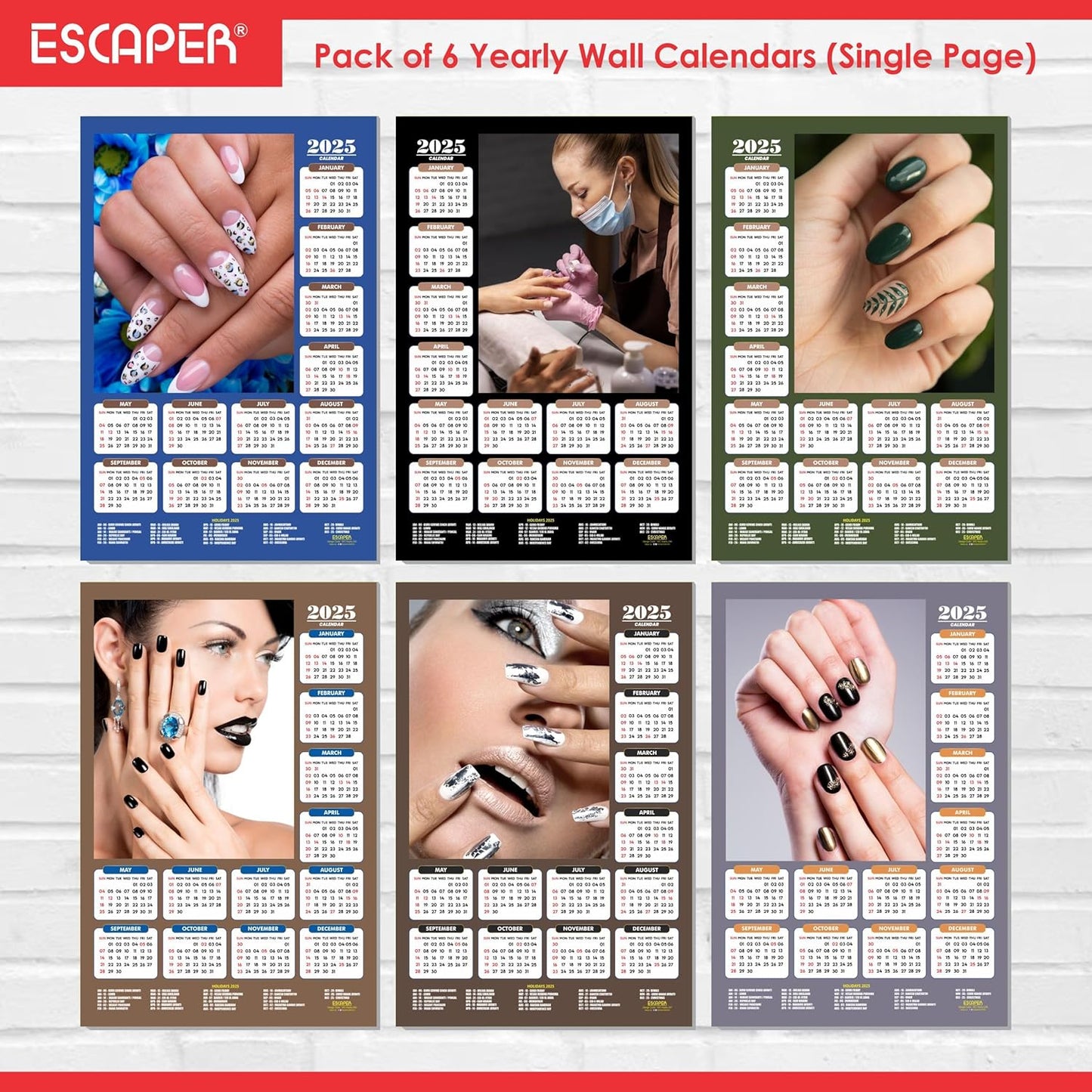 Nail Art Wall Calendar 2025