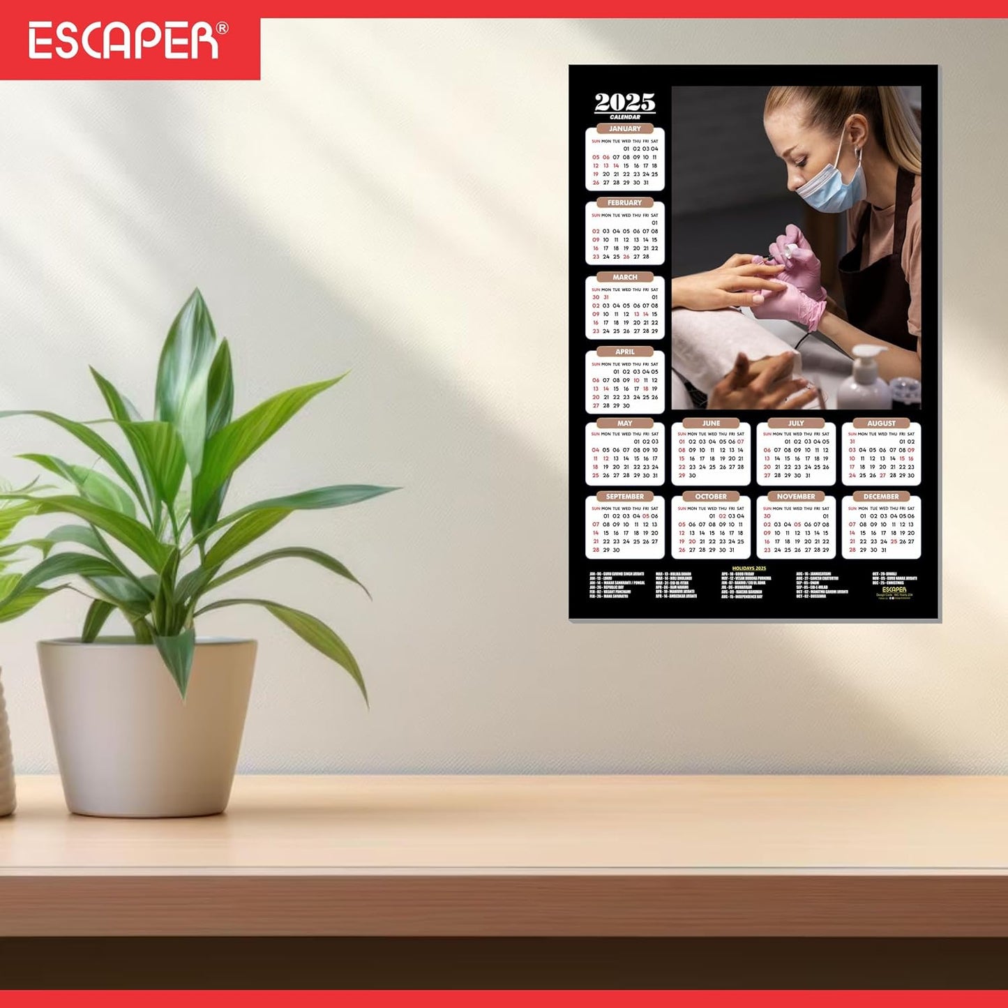 Nail Art Wall Calendar 2025