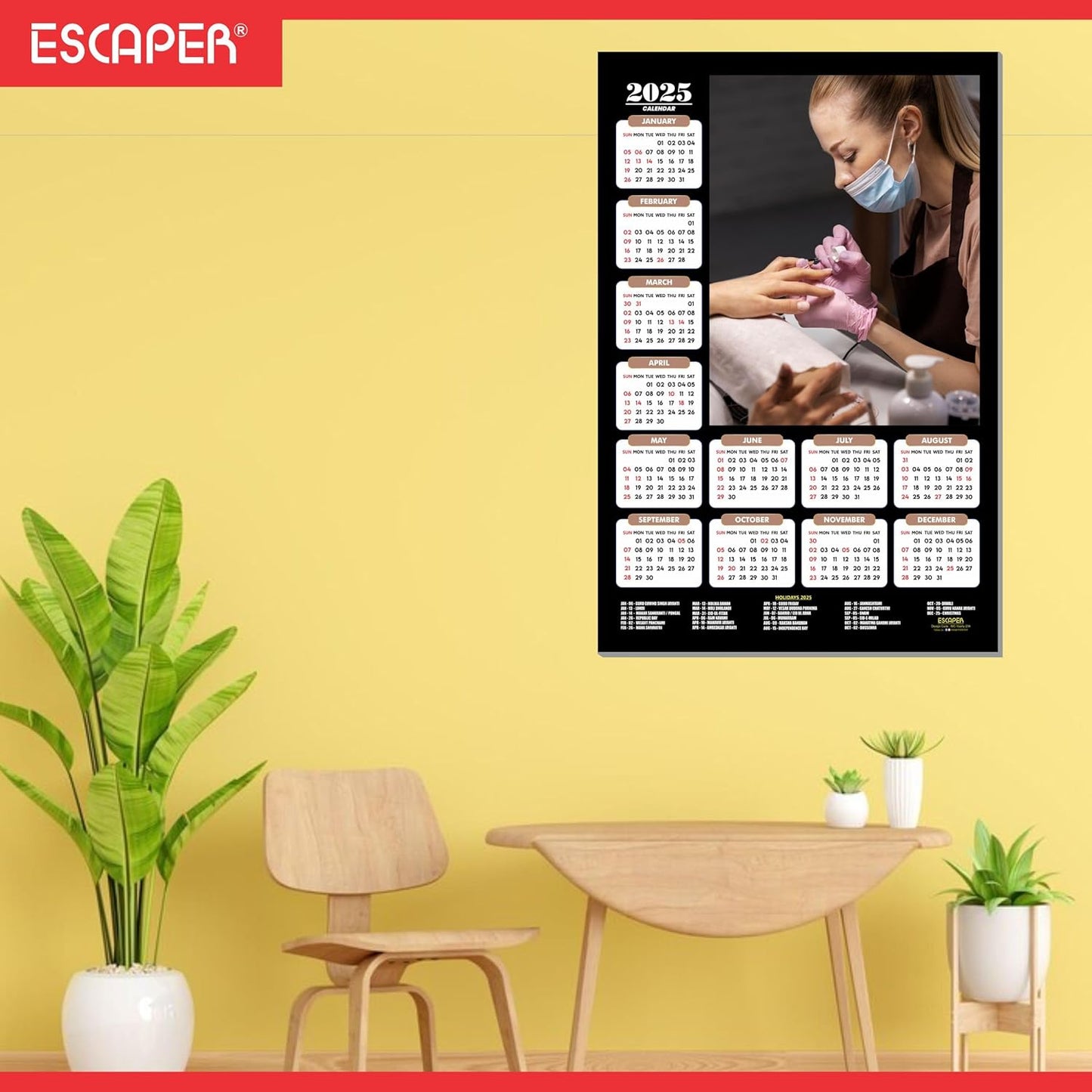 Nail Art Wall Calendar 2025