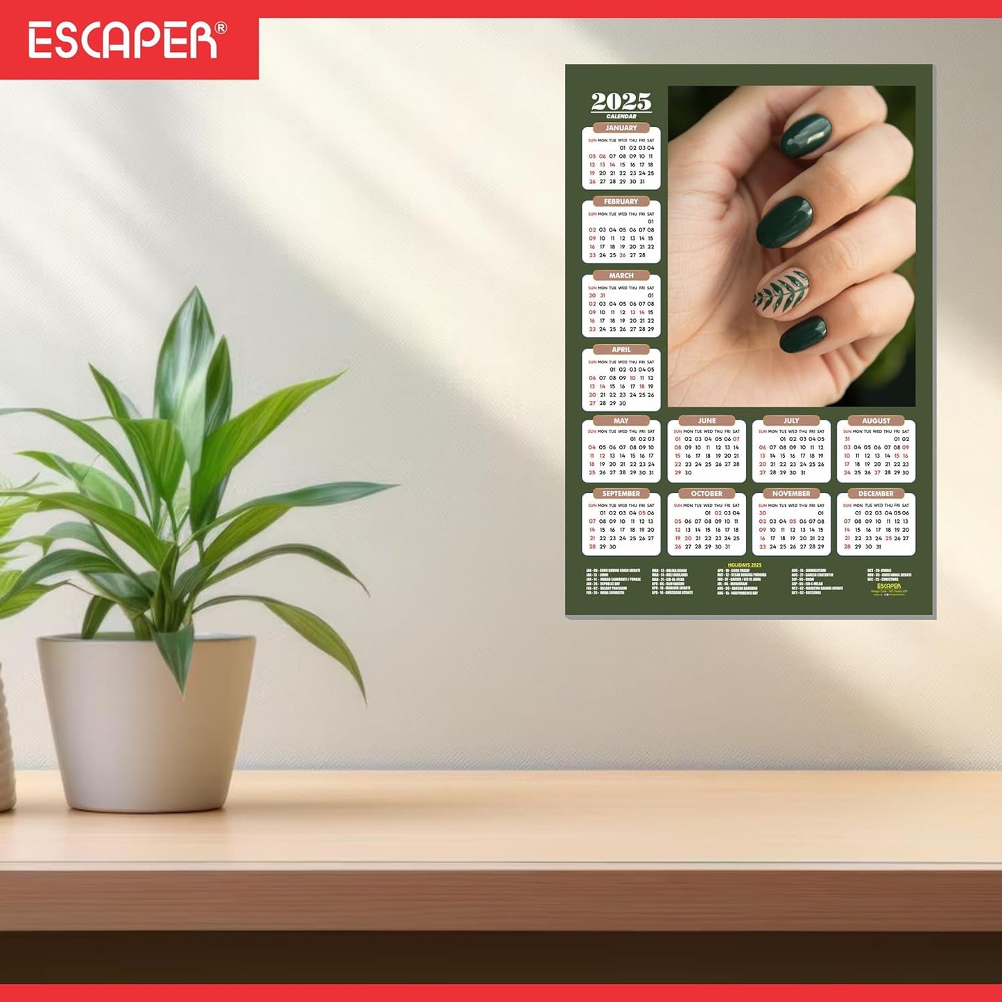 Nail Art Wall Calendar 2025