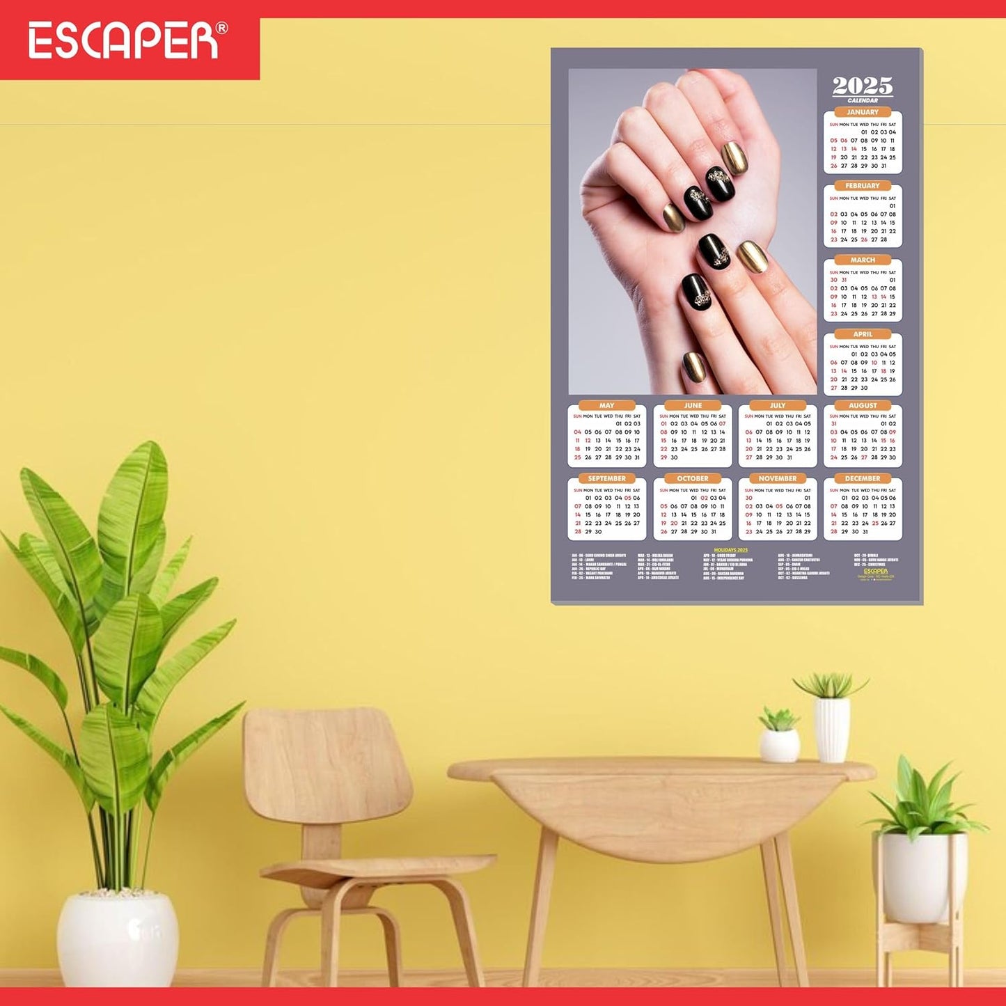 Nail Art Wall Calendar 2025