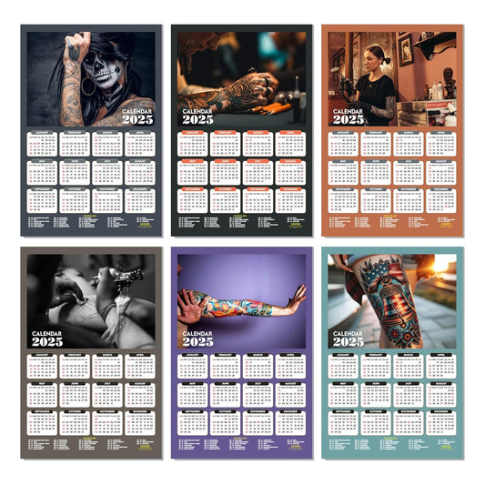 Tattoo Studio Wall Calendar 2025