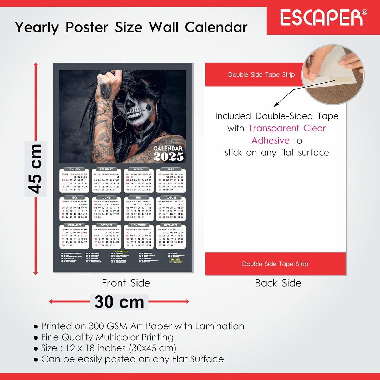 Tattoo Studio Wall Calendar 2025