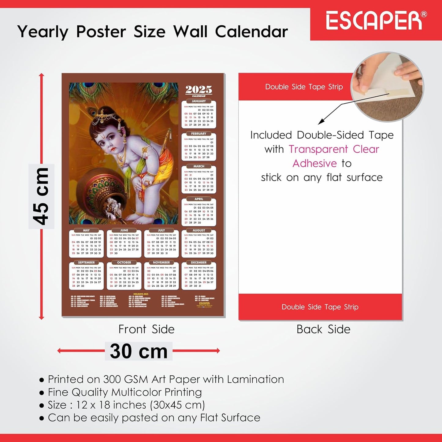 Shree Krishna Wall Calendar 2025