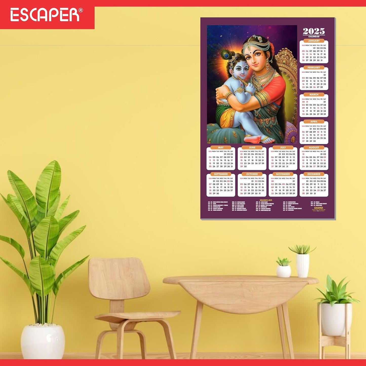 Shree Krishna Wall Calendar 2025