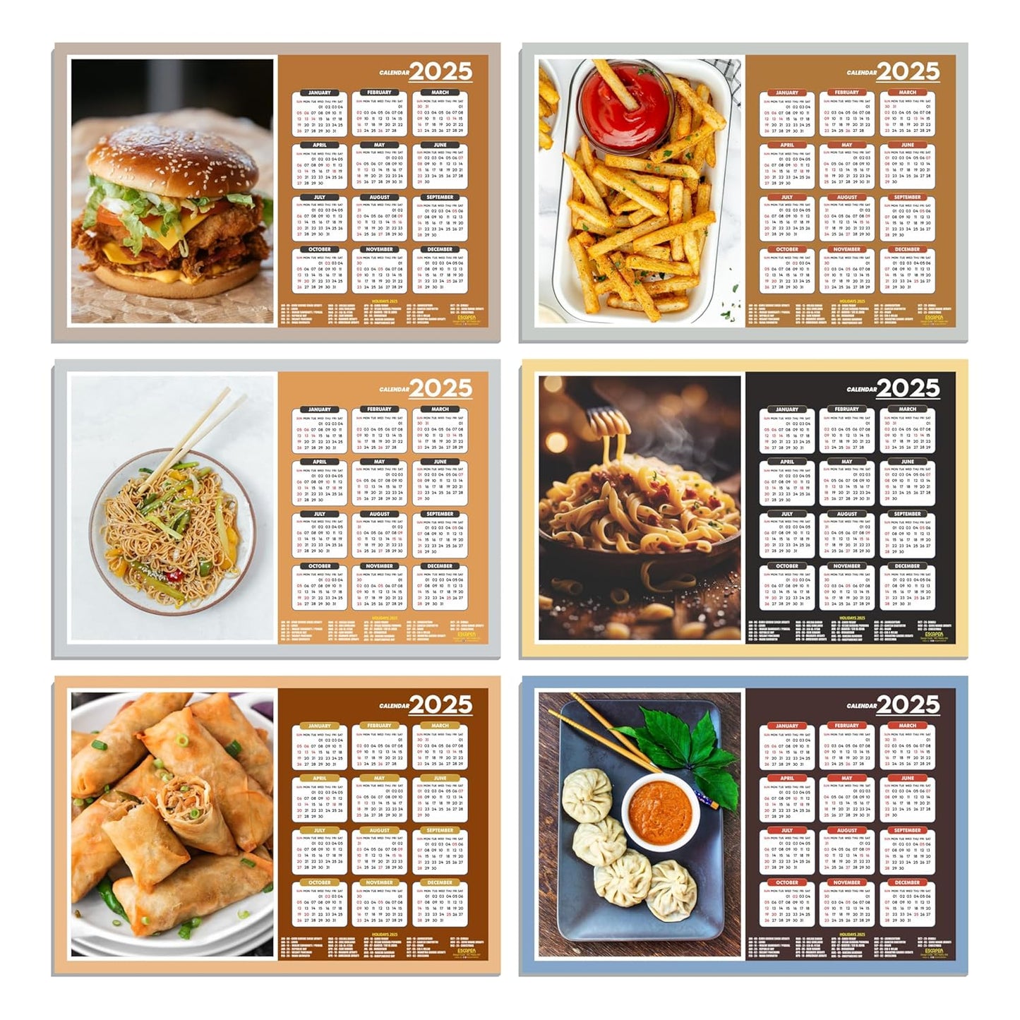 Food Dishes Wall Calendar 2025