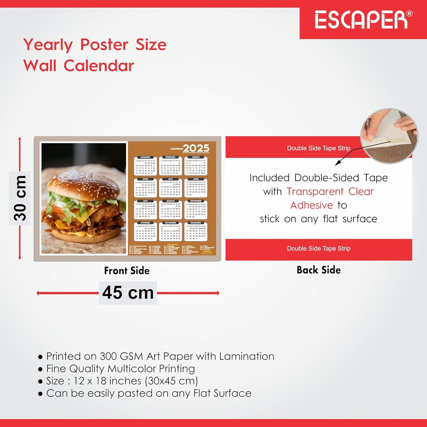 Food Dishes Wall Calendar 2025