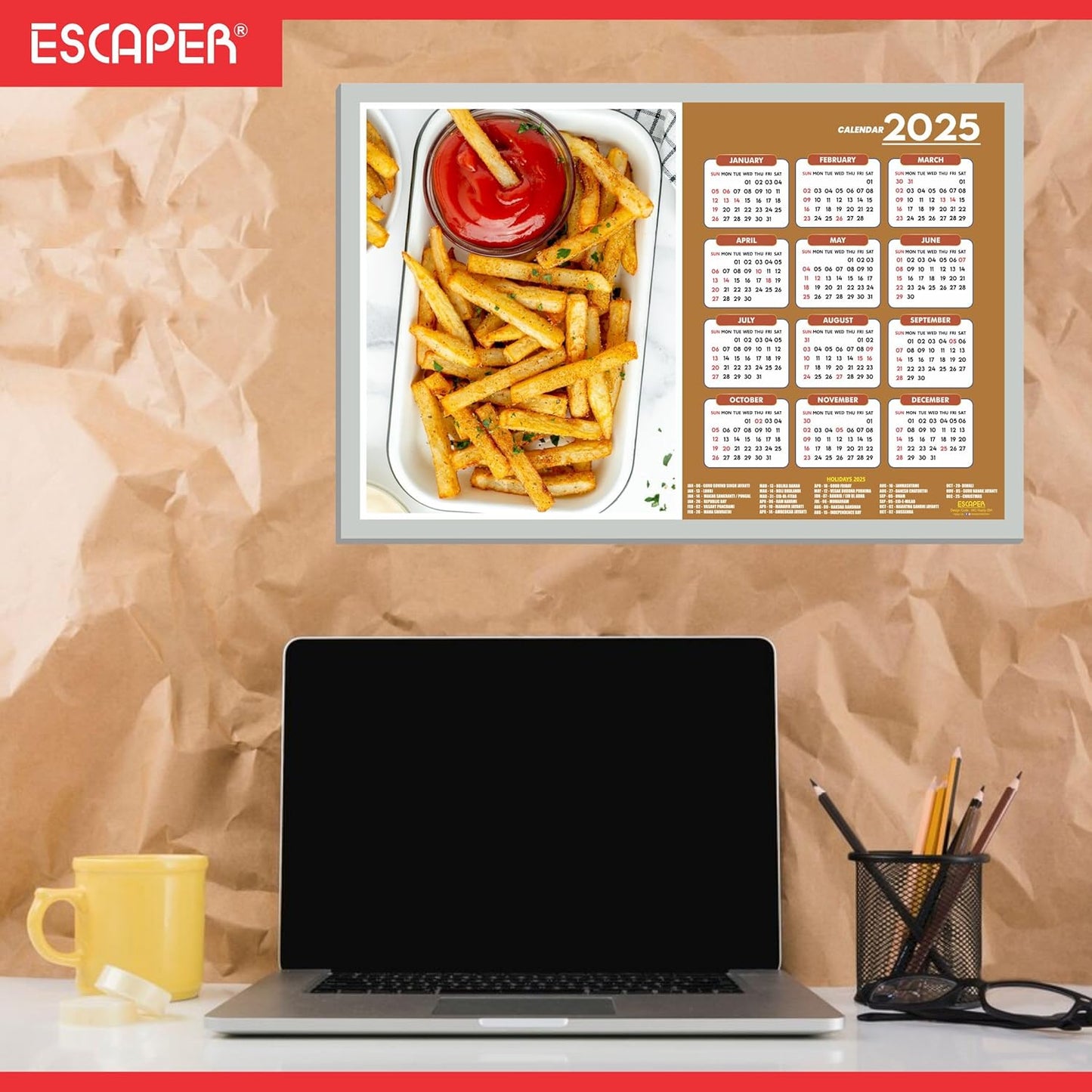 Food Dishes Wall Calendar 2025