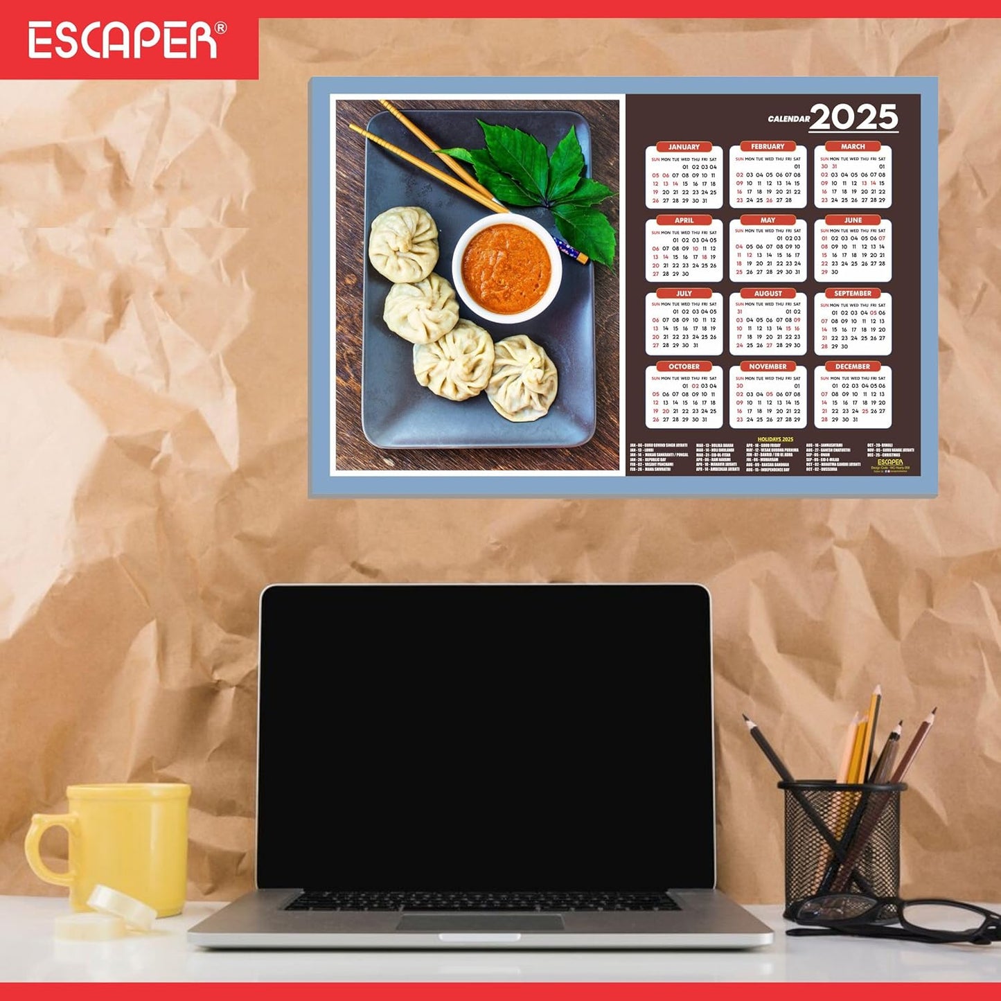 Food Dishes Wall Calendar 2025