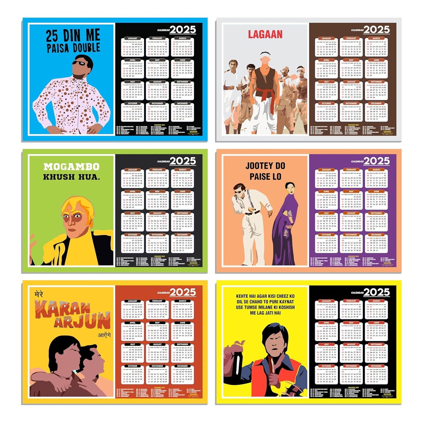 Famous Bollywood Dialogues Wall Calendar 2025