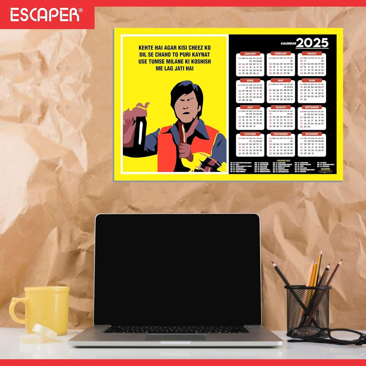 Famous Bollywood Dialogues Wall Calendar 2025