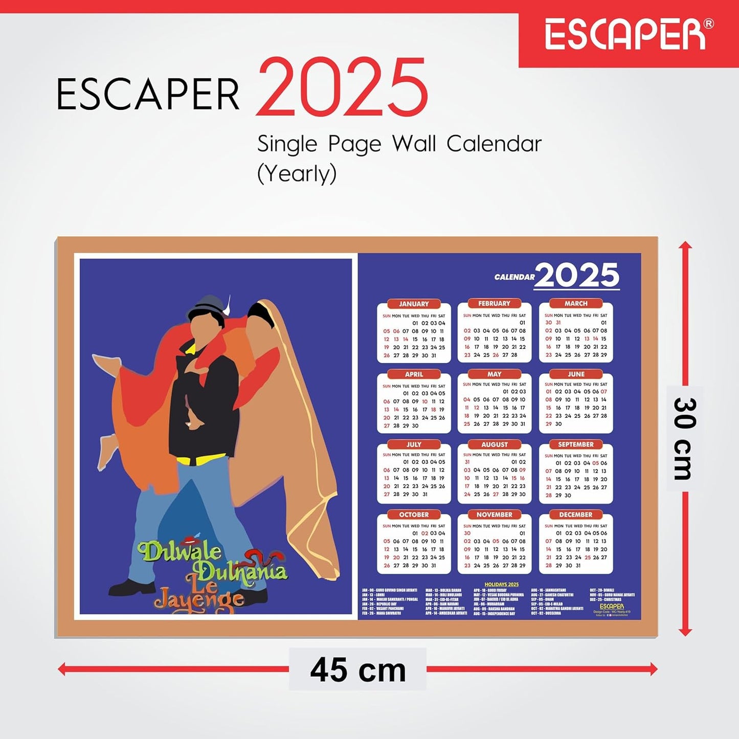 Famous Bollywood Dialogues Wall Calendar 2025