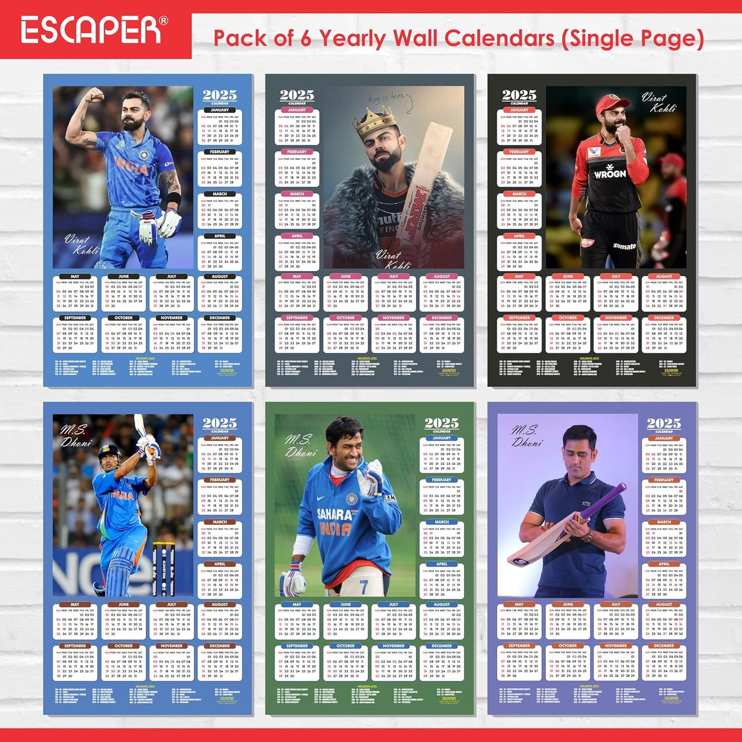 Cricket Wall Calendar 2025