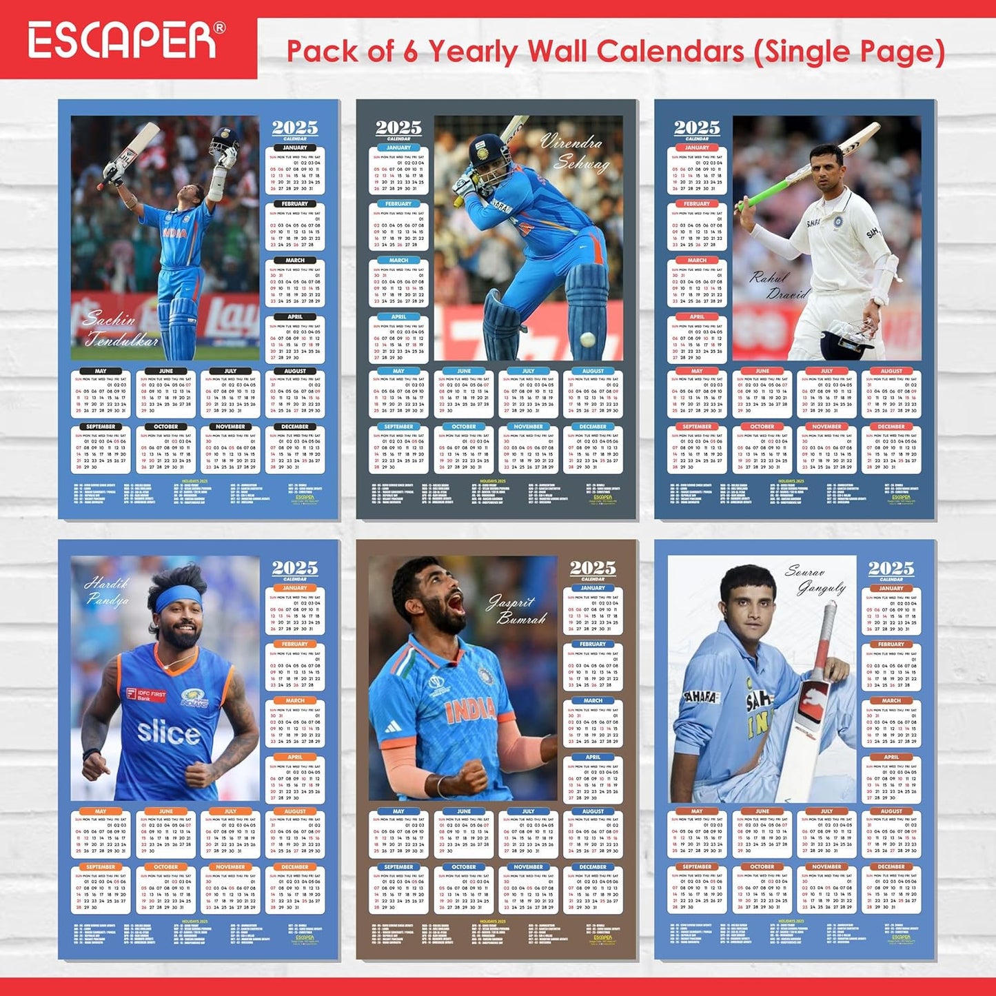 Cricket Wall Calendar 2025