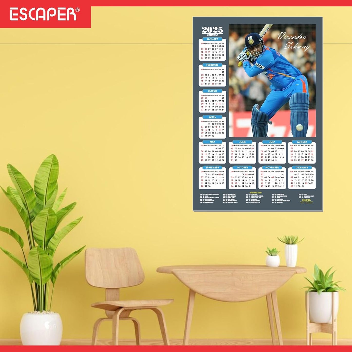 Cricket Wall Calendar 2025