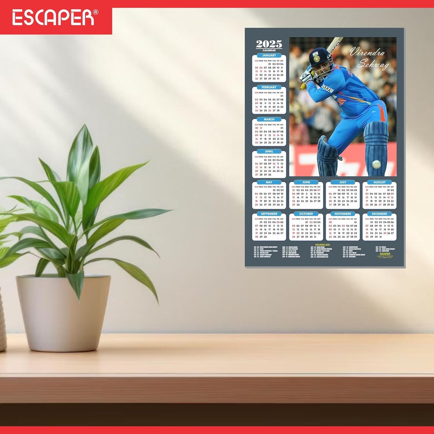 Cricket Wall Calendar 2025