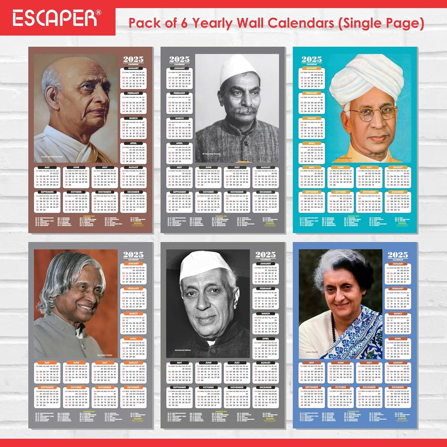 Famous Indian Personalities Wall Calendar 2025