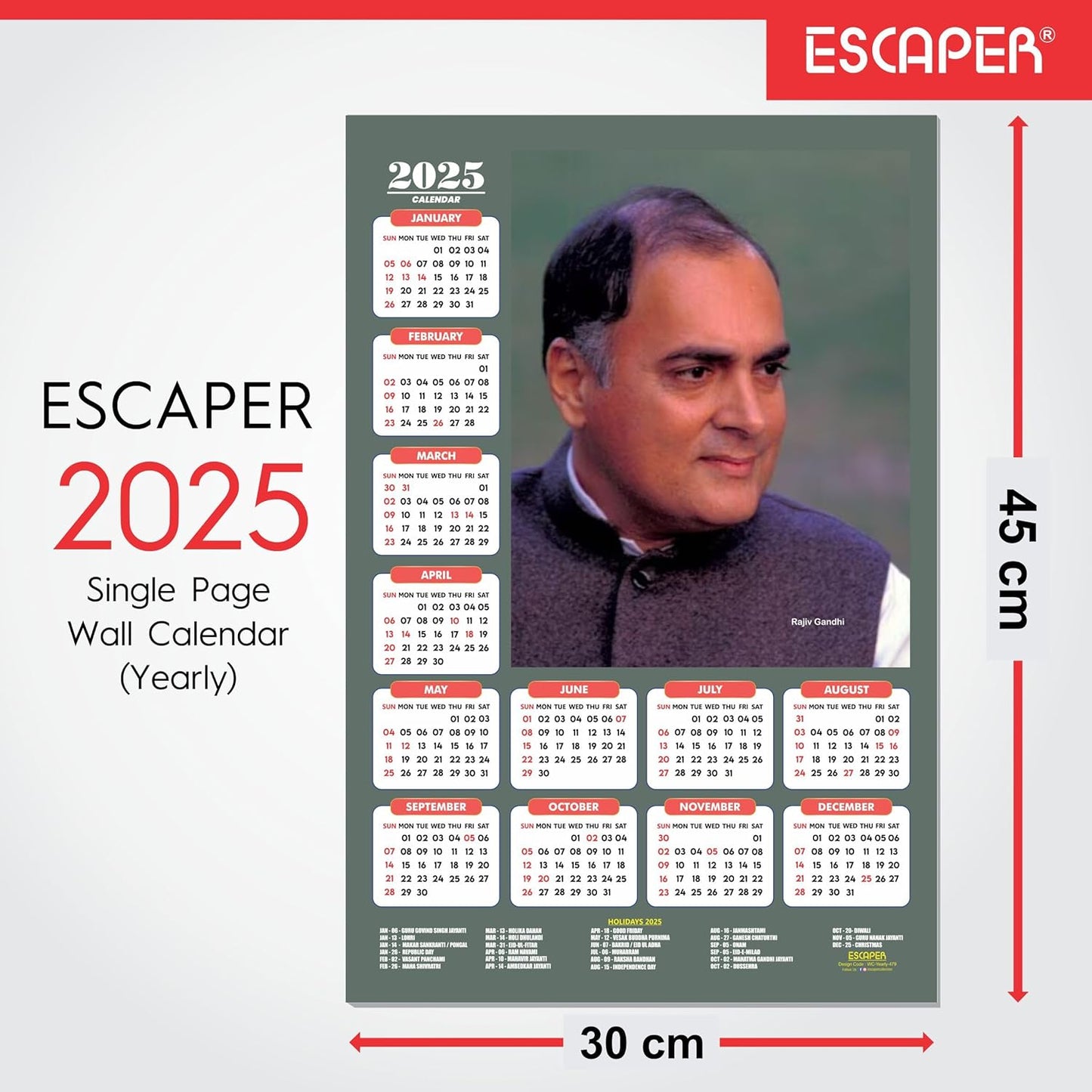 Famous Indian Personalities Wall Calendar 2025