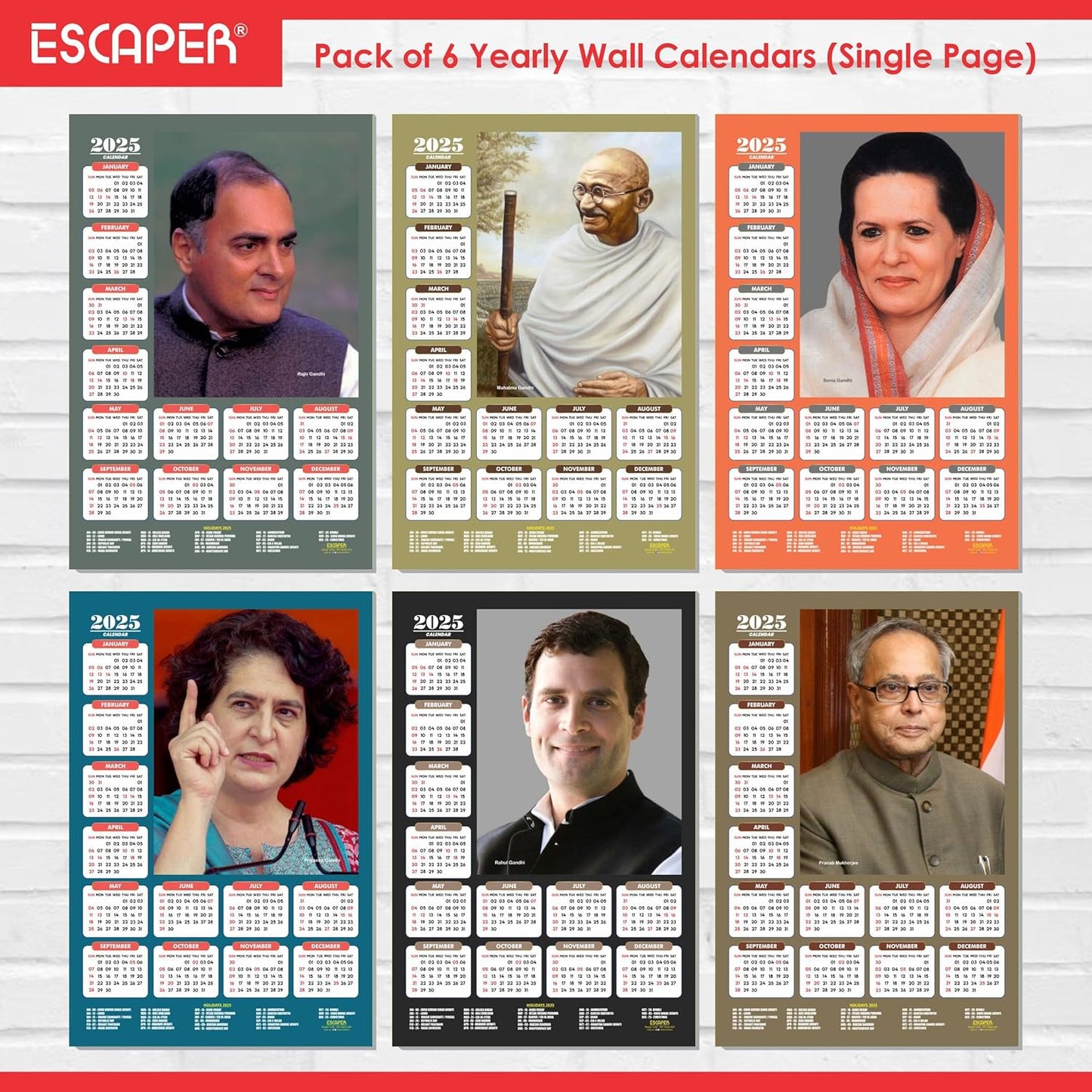 Famous Indian Personalities Wall Calendar 2025