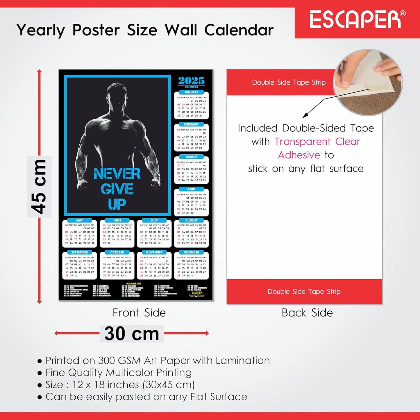 Gym Wall Calendar 2025