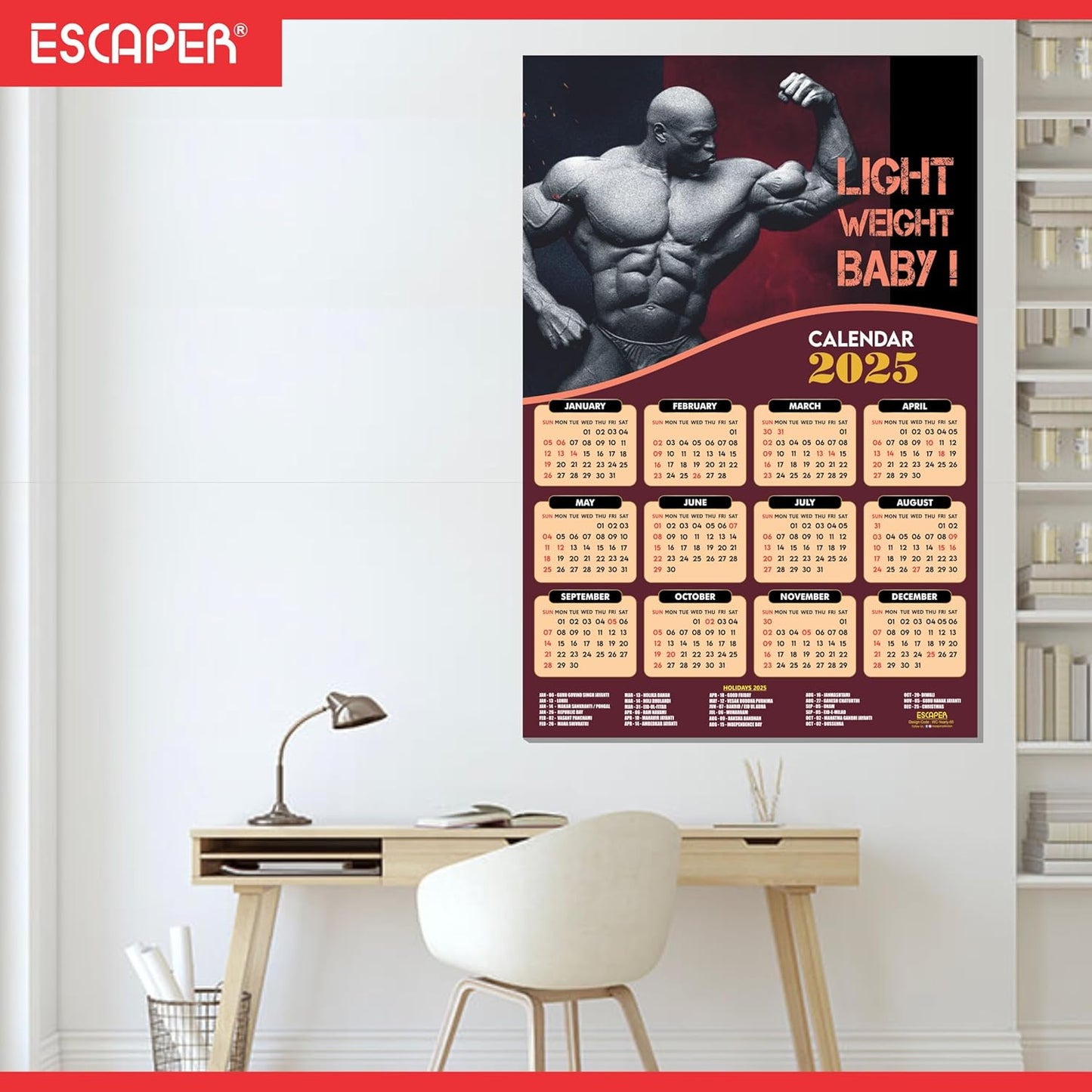 Gym Wall Calendar 2025