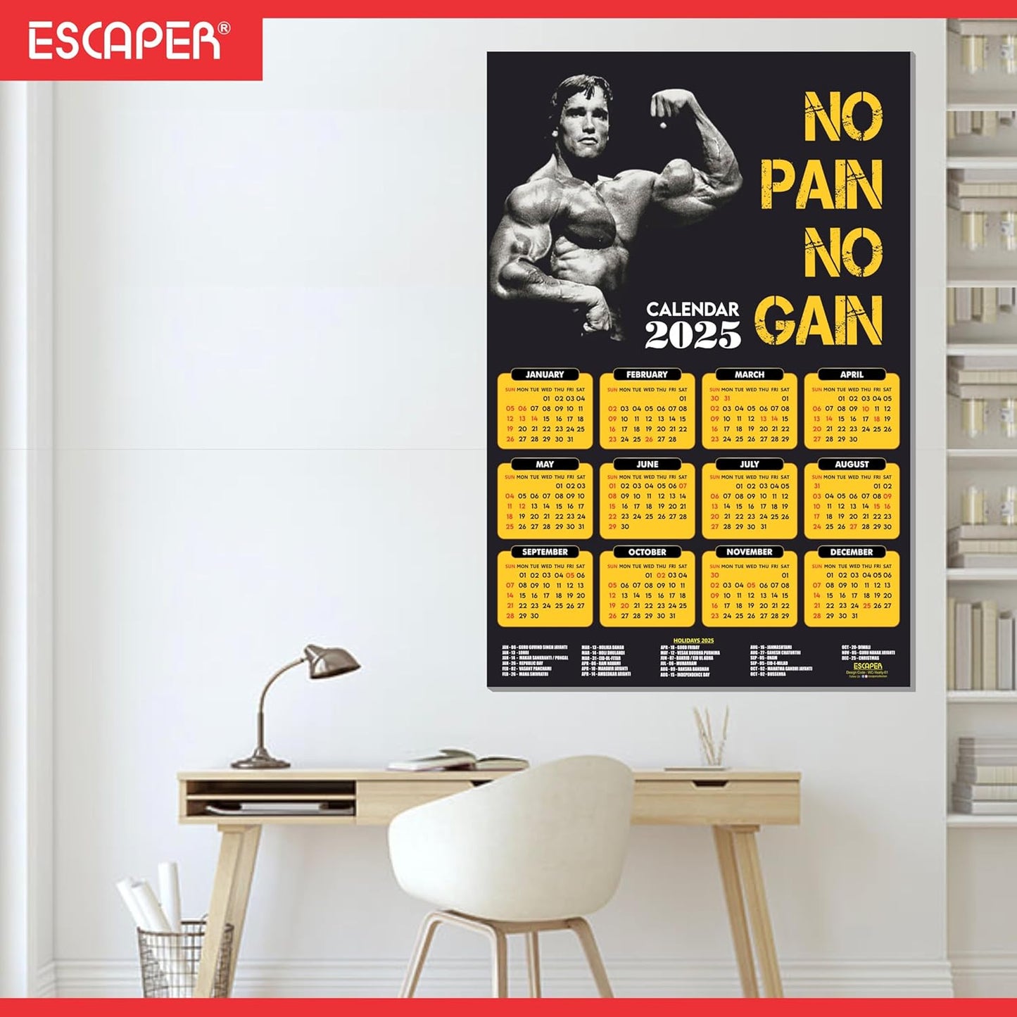 Gym Wall Calendar 2025