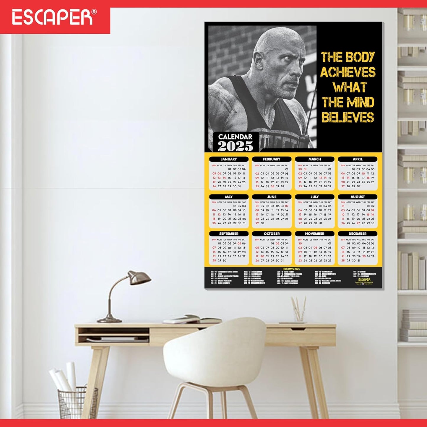 Gym Wall Calendar 2025