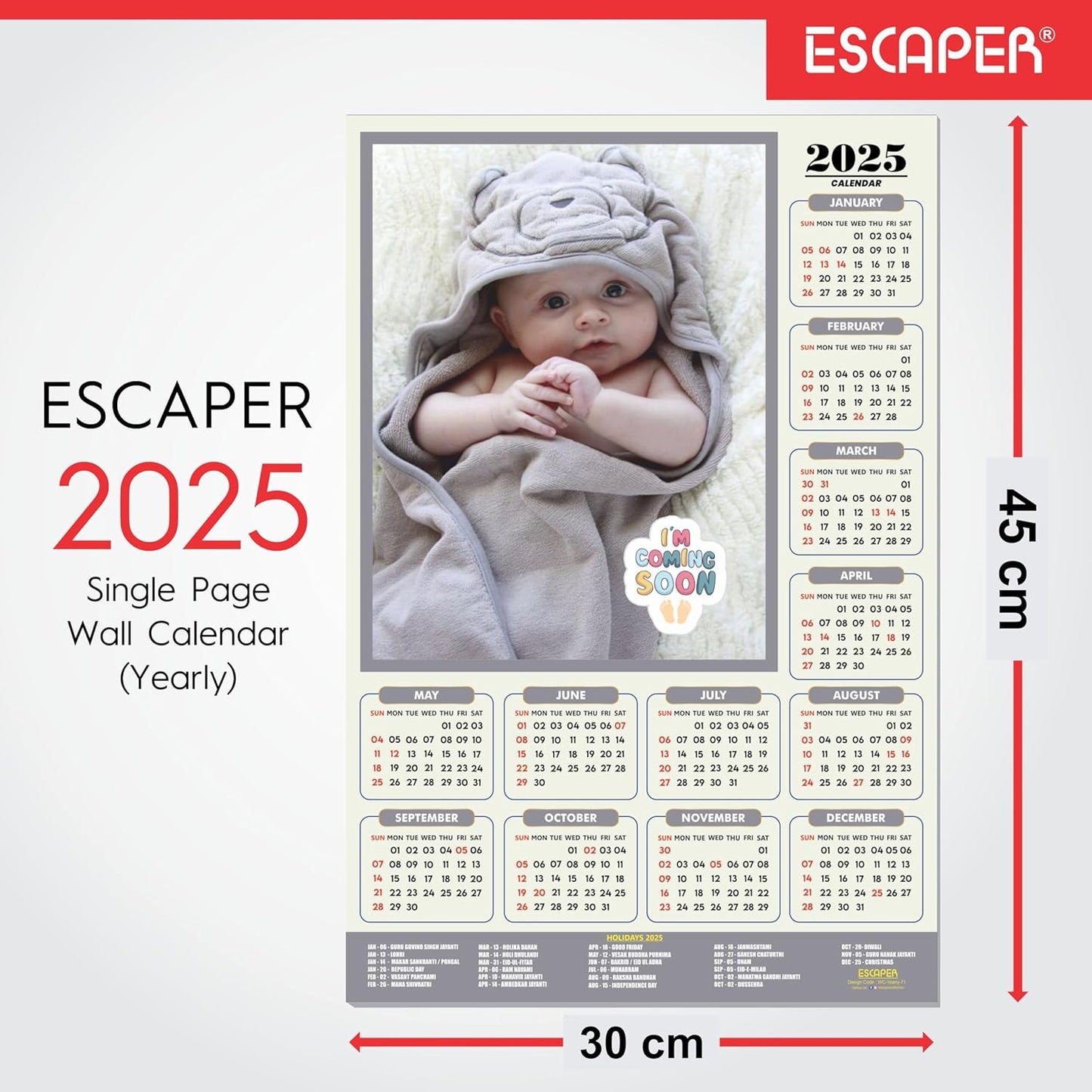 Cute Baby Wall Calendar 2025