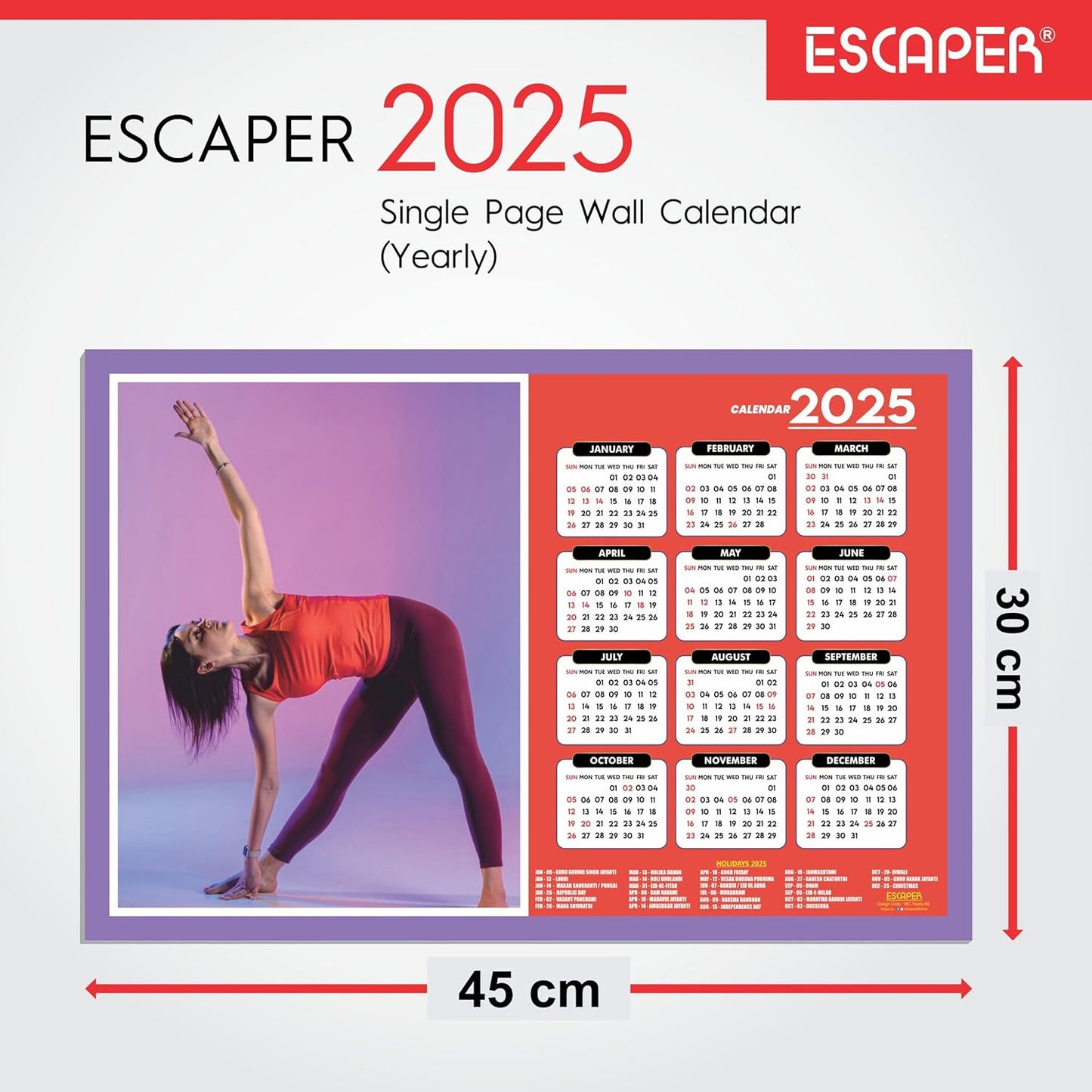 Yoga Wall Calendar 2025